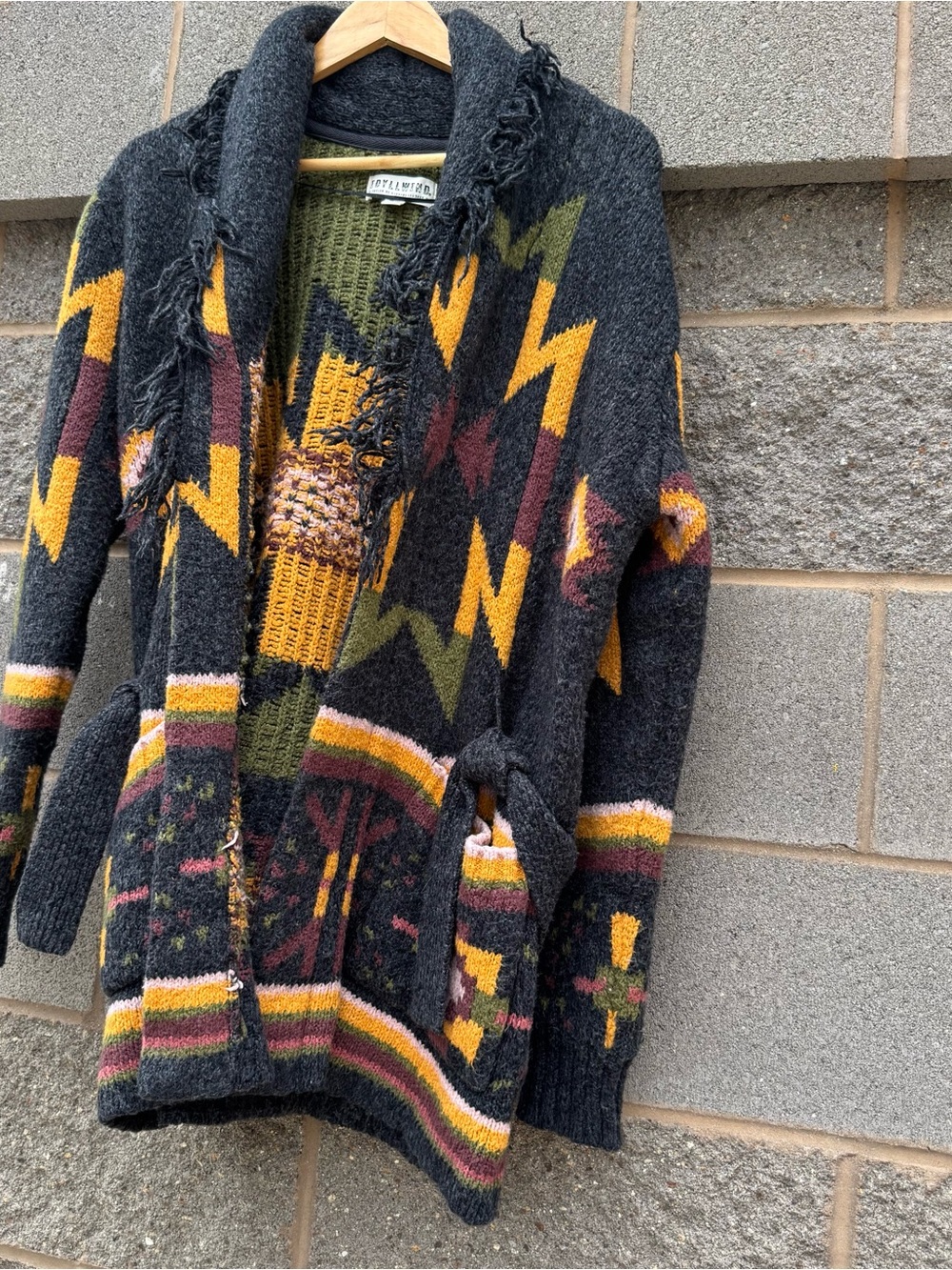 Women's Idyllwind Southwestern Fringe Cardigan Knit Sweater Medium